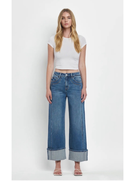 Flying Monkey Denim - Flying Monkey Joysome Super High Rise Cuffed Baggy Wide Leg Jeans Size 29 EUC
